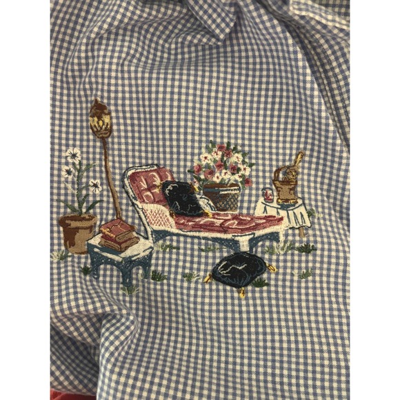 Solutions Original Vintage Embroidered Gingham Button Down CottageCore Size XL - Picture 6 of 10